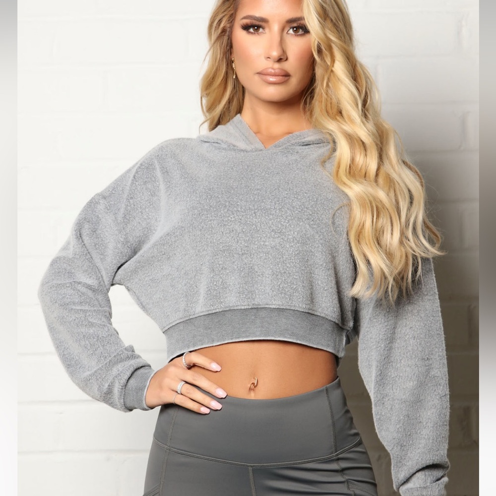 Fashion Nova Active Crop Fleece Hoodie BRAND NEW